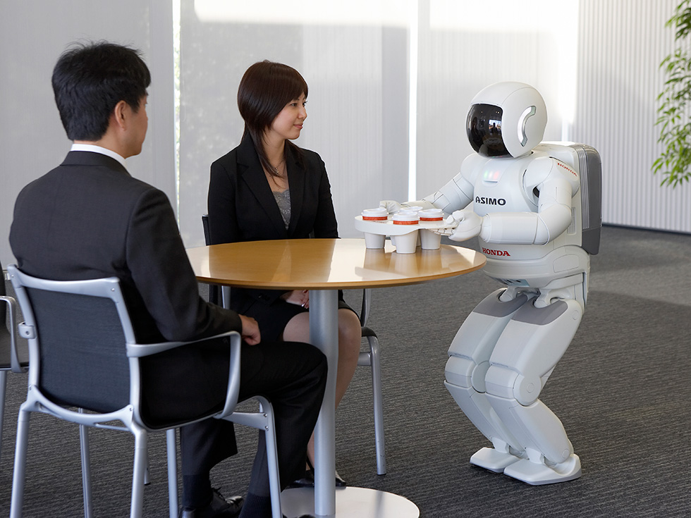 Honda ASIMO passing tray (2005 press image)